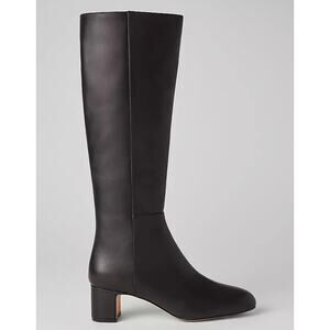 NWOB ann Taylor Block Heel Tall Black Leather Boots 10